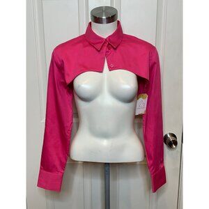 Zara Dark Pink Cropped Button-Up Shirt, Size S